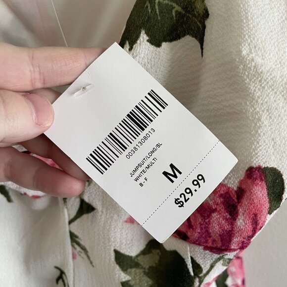 Forever 21 Favlux Women SZ M Ivory Floral Twist Front Top Strappy Jumpsuit NWT - Picture 6 of 10